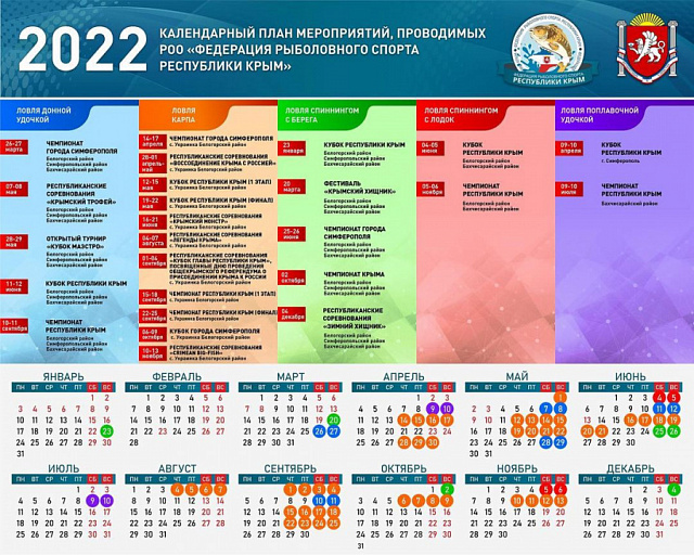 Федерация рыболовного спорта Республики Крым опубликовала план рыболовных соревнований на 2022 год