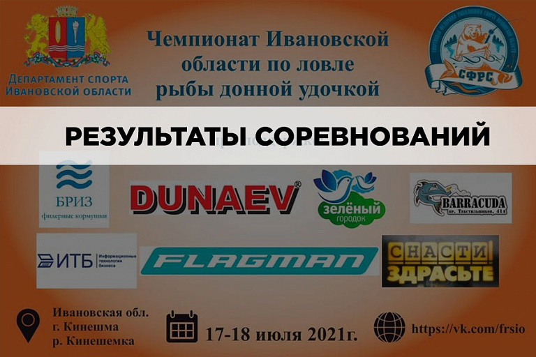 Результаты Чемпионата Ивановской области по ловле донной удочкой 17-18 июля 2021 года