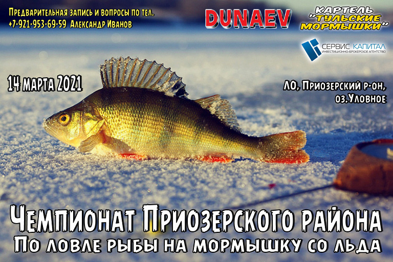 Чемпионат Приозерского района Ленинградской области по ловле рыбы на мормышку со льда состоится 14 марта 2021 года