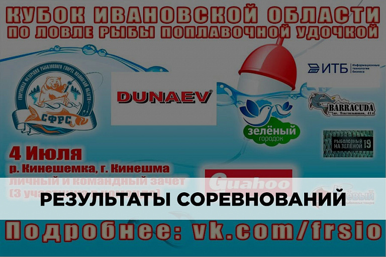  Результаты Кубка Ивановской области по ловле поплавочной удочкой 4 июля 2021 года