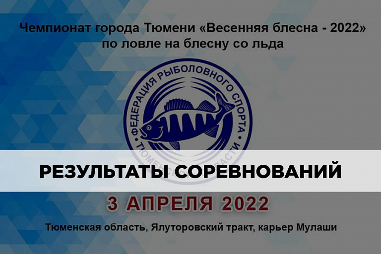 Результаты чемпионата города Тюмени «Весенняя блесна – 2022» по ловле на блесну со льда 3 апреля 2022 года