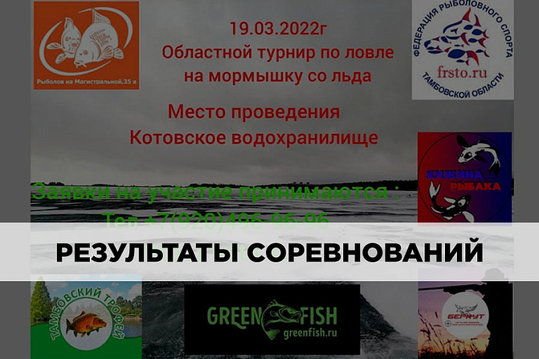 Результаты областного турнира Тамбовской области по ловле на мормышку со льда 19 марта 2022 года