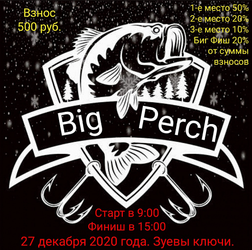 Открытый турнир по ловле на блесну со льда "Big Perch" состоится 27 декабря 2020 года