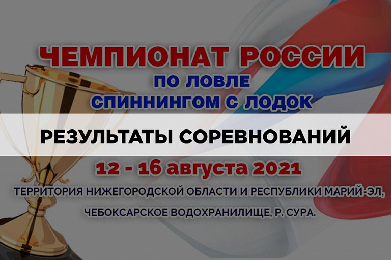 Результаты Чемпионата России по ловле спиннингом с лодок, прошедшего с 12 по 16 августа 2021 года