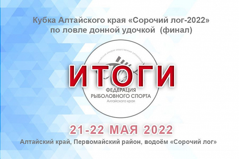 Результаты Кубка Алтайского края (финал) «Сорочий лог-2022» по ловле донной удочкой 21-22 мая 2022 года